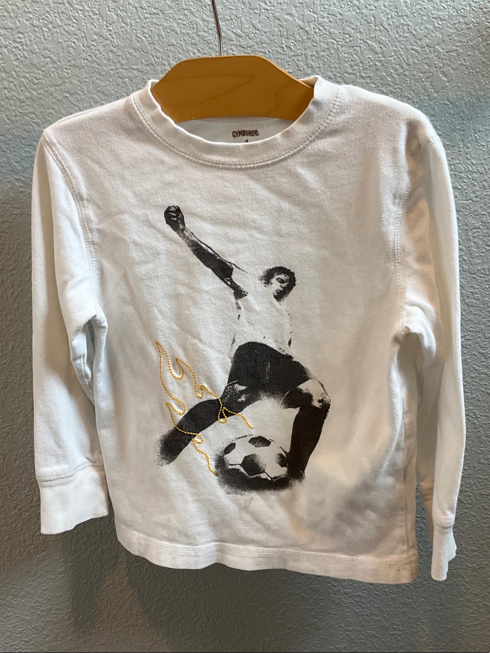 Gymboree White Long-Sleeve Soccer Graphic Tee size 4